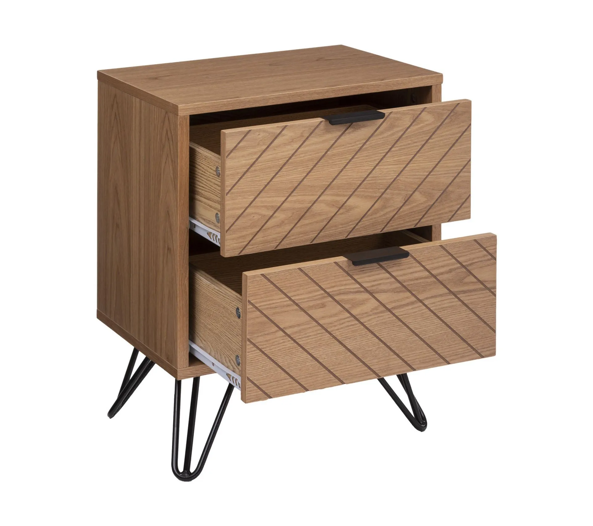 Table D'appoint Table De Chevet 2 Tiroirs En Bois Et Métal H 54 Cm