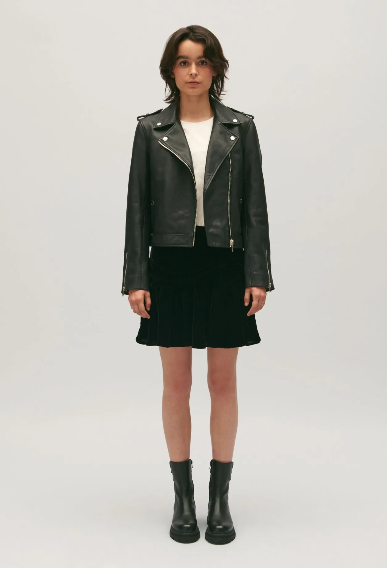 Veste cuir grainé noir | Claudie FR