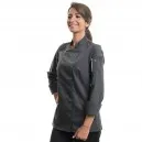 Veste de Cuisine Femme Manches Longues UNERA Anthracite - ROBUR: Women's Long Sleeve Anthracite Kitchen Jacket - ROBUR.