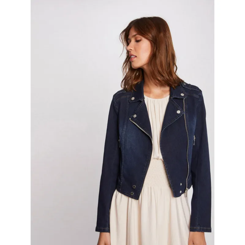 Brown women's faux leather biker jacket - Only | wimod