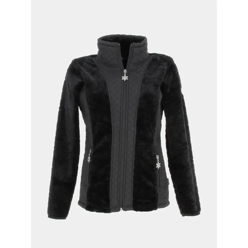 Black faux fur women's hooded jacket - Aulp | wimod