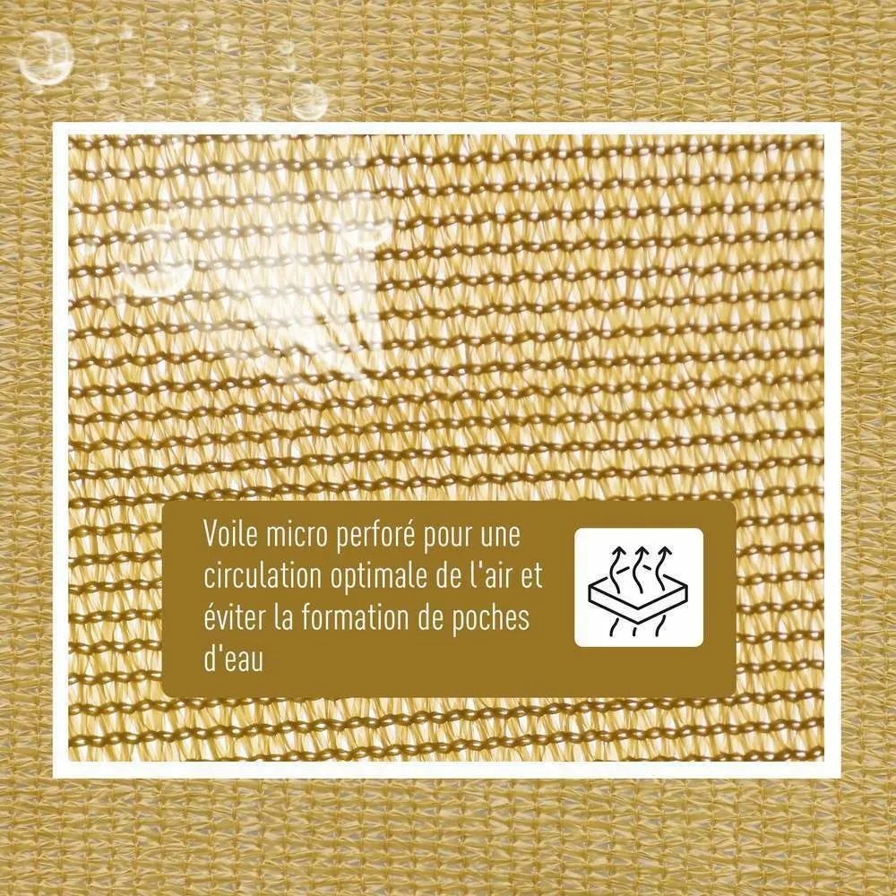 Voile d'ombrage rectangulaire sable - 400x600cm