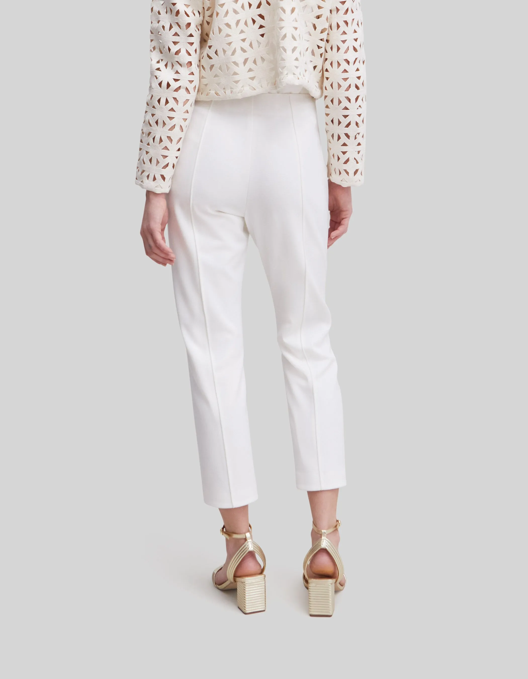 White Suit Pants with Microbead Detail for Women