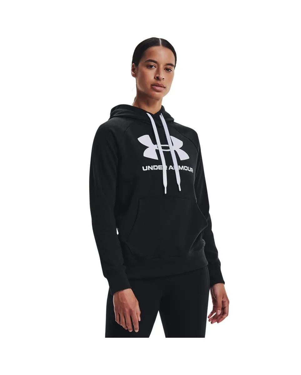 Women's Rival Fleece Logo Hoodie with Long Sleeves - Black