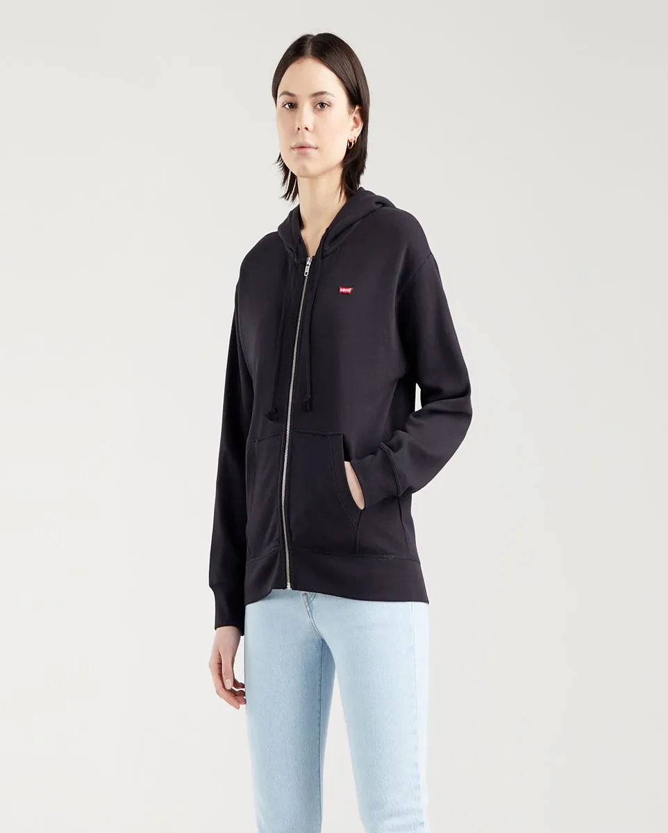 Women's Standard Zip Hoodie with Long Sleeves - Black