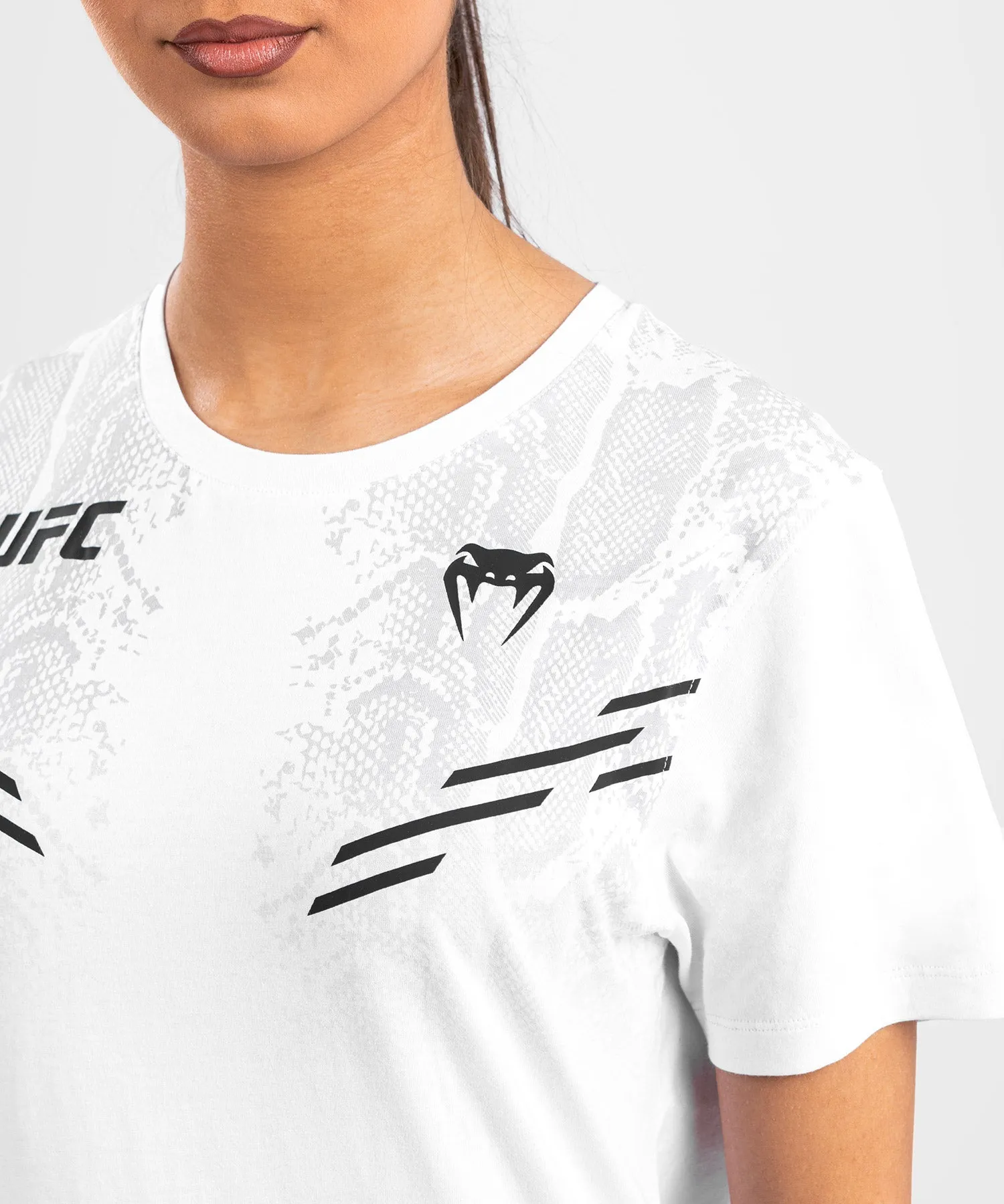 Women's UFC Adrenaline by Venum Replica Short Sleeve White T-shirt
