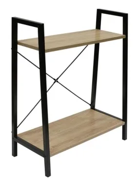 Wood and Metal 2-Tier Shelf - Black